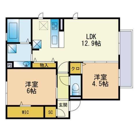 D-ROOM天神山(2LDK/2階)の間取り写真