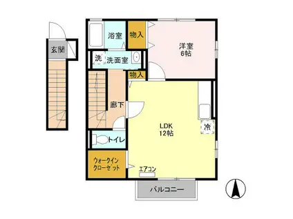 エトワールみなみ野Ⅱ(1LDK/2階)の間取り写真