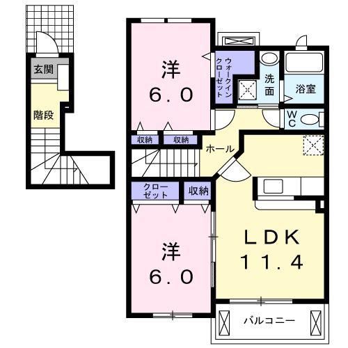 グレース I(2LDK/2階)の間取り写真