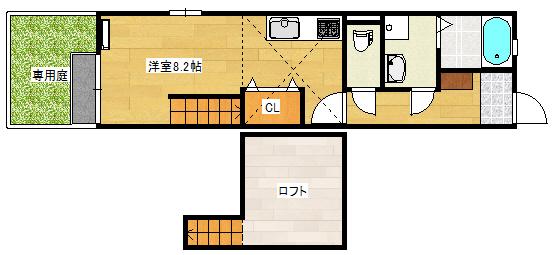 アメニティ庚午(ワンルーム/1階)の間取り写真
