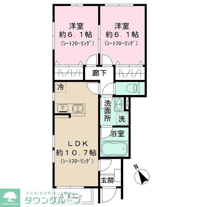 SUN OTTO HILLS(2LDK/1階)の間取り写真