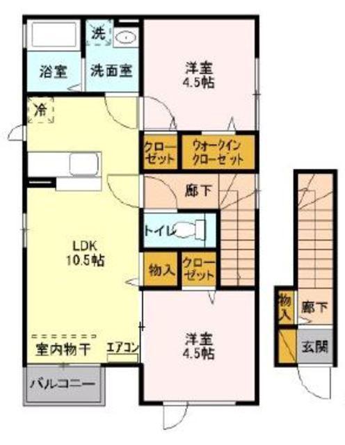 アルシオン C(2LDK/2階)の間取り写真