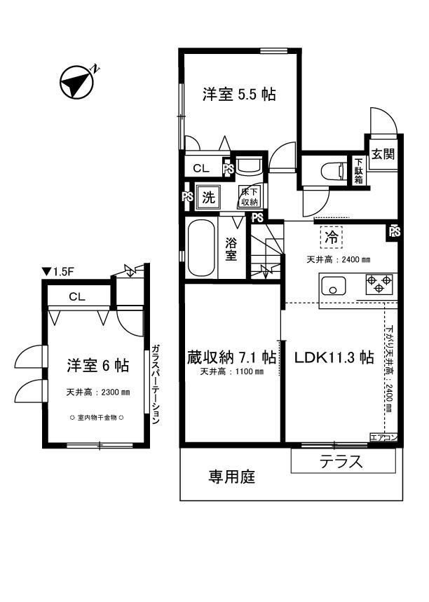 ベリーナ(2SLDK/1階)の間取り写真