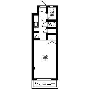 アルカサール(1K/2階)の間取り写真