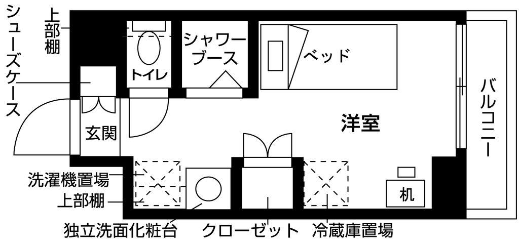 バウスクロス西船橋(ワンルーム/2階)の間取り写真