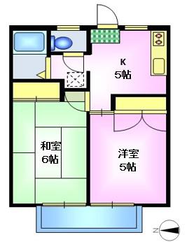 エランドールB(2DK/1階)の間取り写真