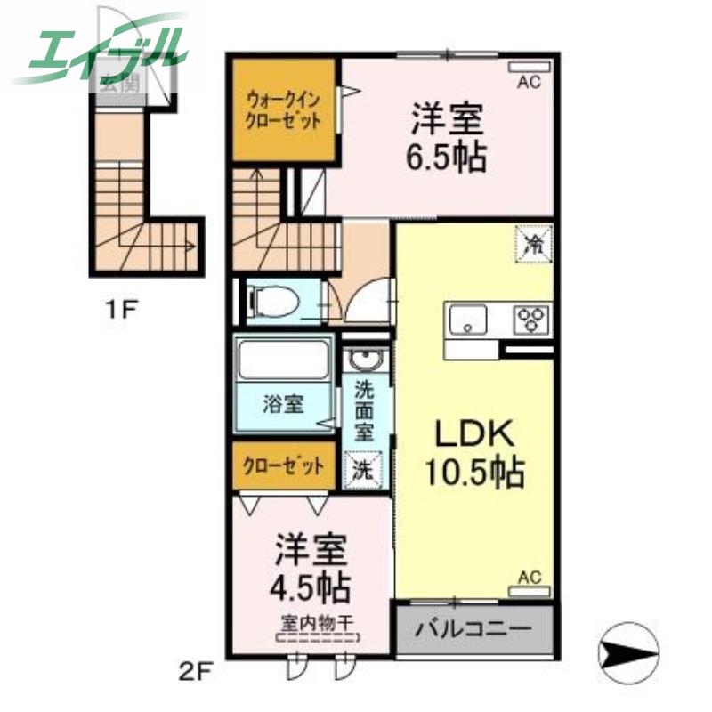 ルヴァン ドゥ ソレイユ(2LDK/2階)の間取り写真