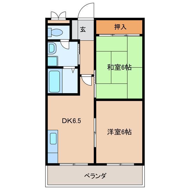メゾンミュール(2DK/2階)の間取り写真