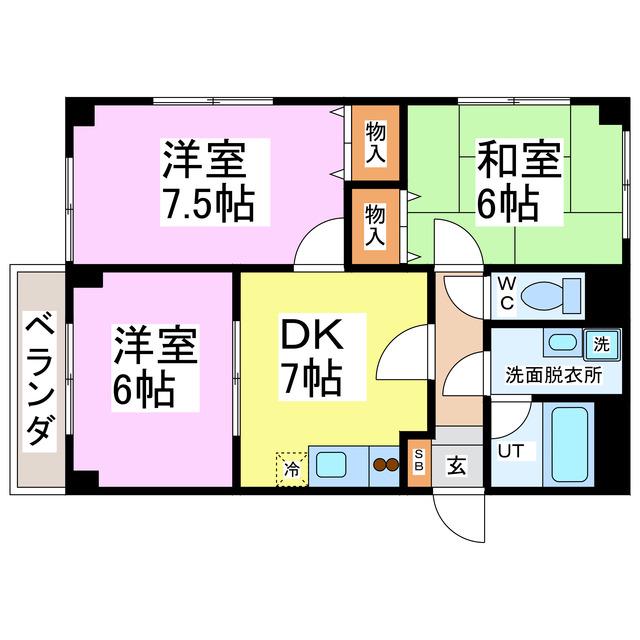 エスポワール明新(3DK/2階)の間取り写真