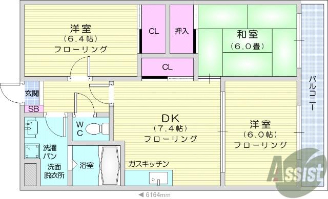 プレジデント岩沼弐番館(3DK/2階)の間取り写真