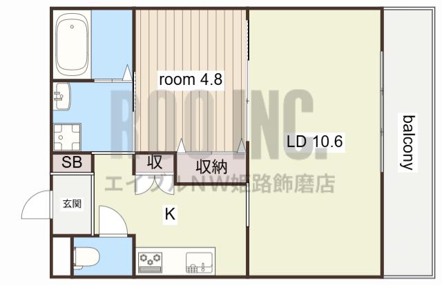 ベルフラワー嵐山(1LDK/4階)の間取り写真