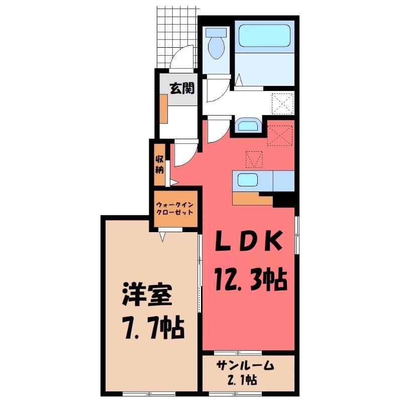 マウナ II(1LDK/1階)の間取り写真