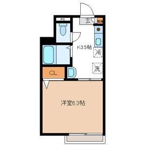 プランドールホシノ(1K/1階)の間取り写真