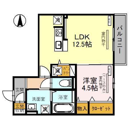 フォルトゥーナK(1LDK/1階)の間取り写真