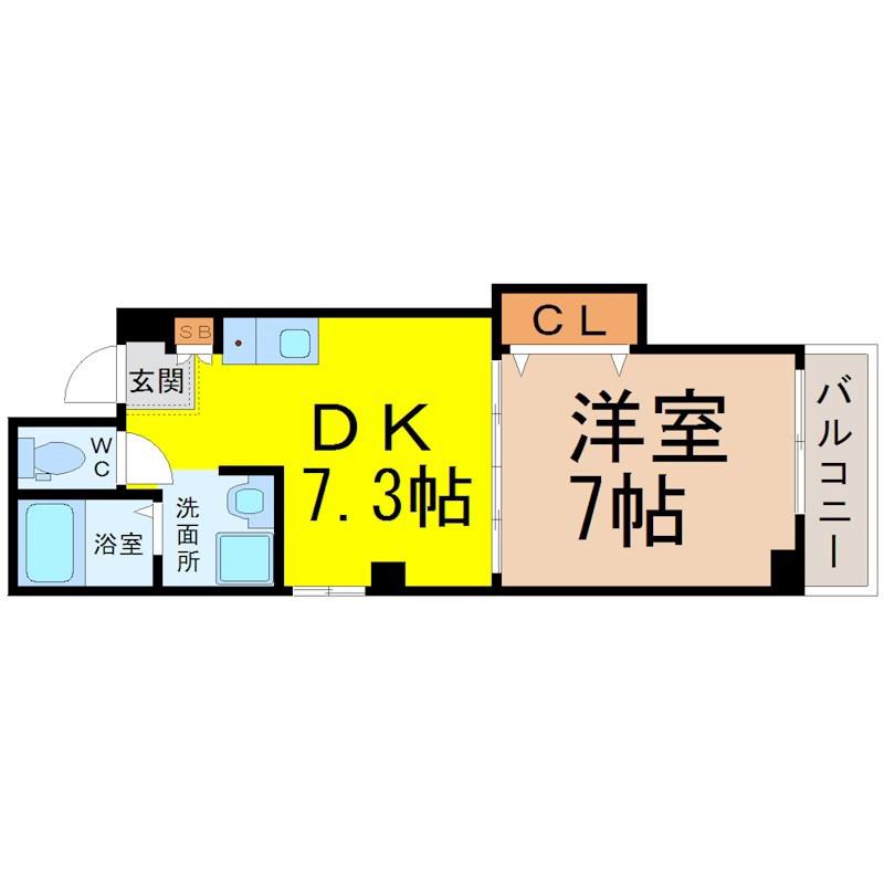 ウエストフロント桜山(1DK/3階)の間取り写真