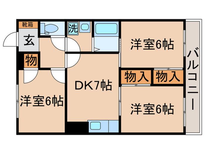 パークアベニュー(3DK/3階)の間取り写真