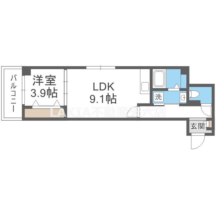 アルカンシェルコート緑橋(1LDK/1階)の間取り写真