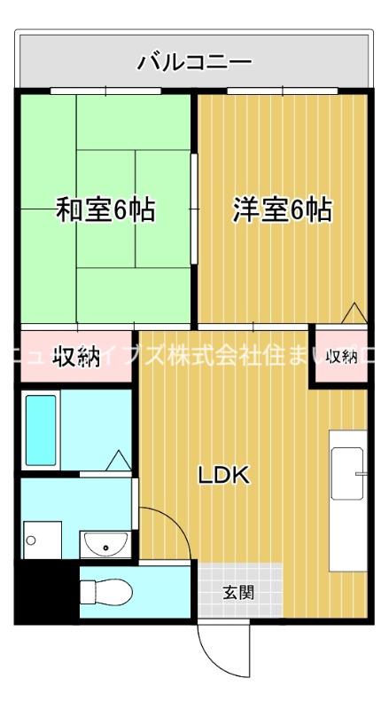 ラリーブコート(2LDK/1階)の間取り写真