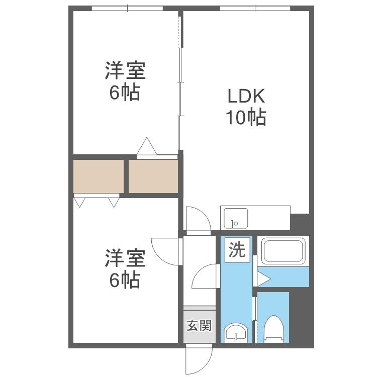  エリザベート北31-II (2LDK/4階)の間取り写真