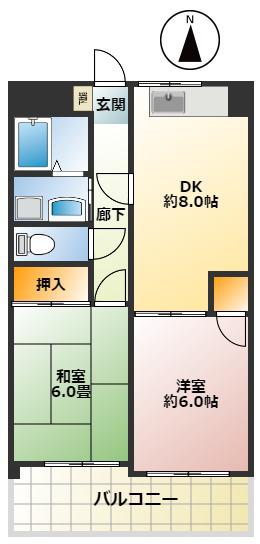 さつきハイム(2DK/2階)の間取り写真