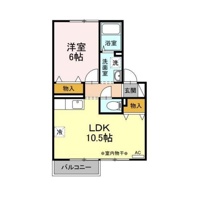 D-ROOM グリーンパレス(1LDK/2階)の間取り写真