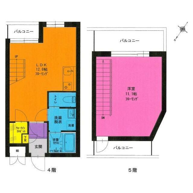 第7丸仙ハイツ(1LDK/4階)の間取り写真