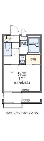 クラールカルテン(1K/2階)の間取り写真