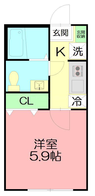 ウィステリア藤沢善行(1K/1階)の間取り写真