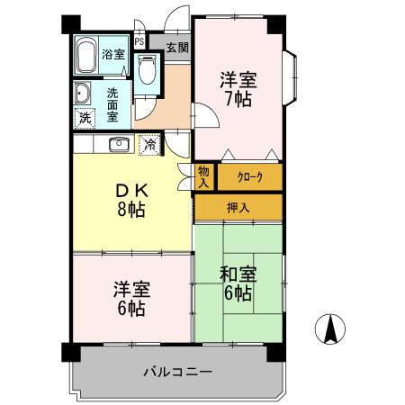 ウエルス富任II(3DK/2階)の間取り写真