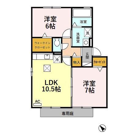 リヴィエール(2LDK/1階)の間取り写真