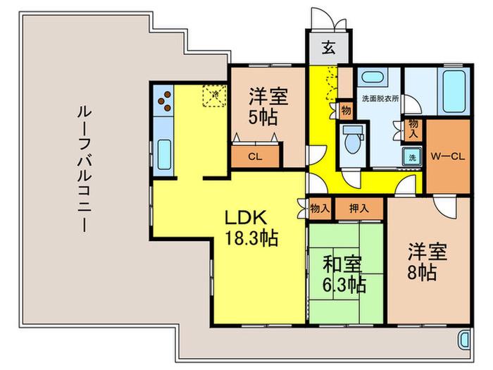 ローレルコート新千里東町I番館(3LDK/6階)の間取り写真