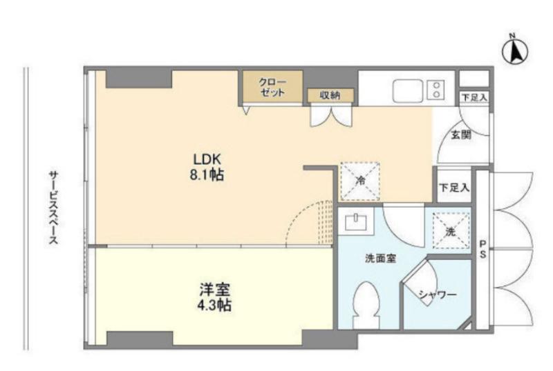 フロンティアレジデンスザタワー品川(1LDK/11階)の間取り写真