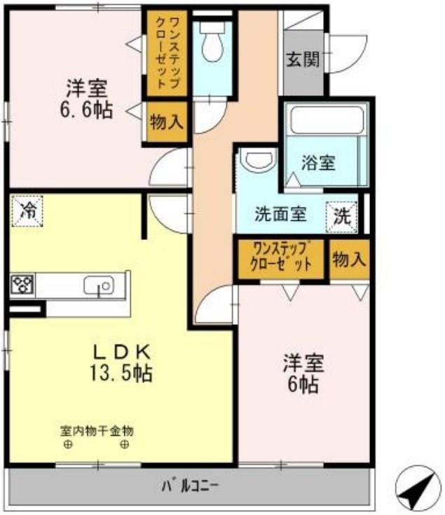 グラシアス(2LDK/1階)の間取り写真