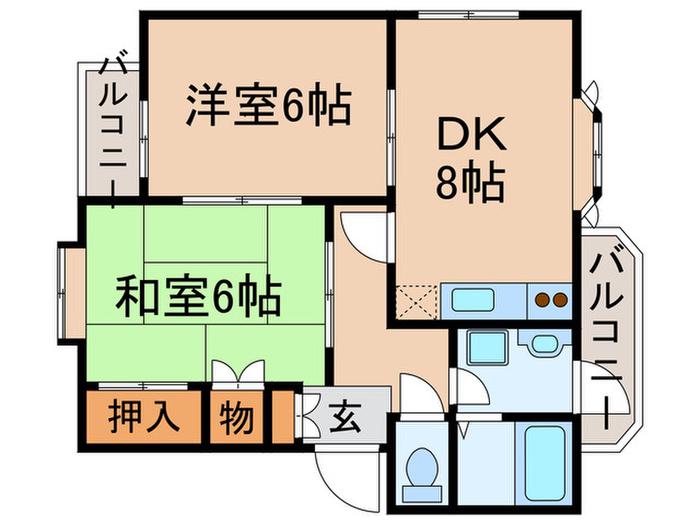 メゾンGP(2DK/1階)の間取り写真