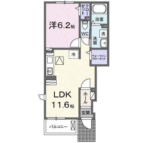 エクセランテルミエールI(1LDK/1階)の間取り写真