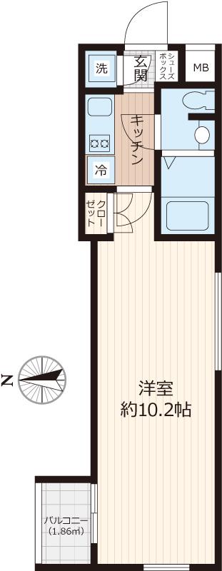 BEVERLY HOMES赤塚公園II(1K/3階)の間取り写真