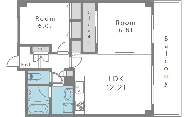 レジディア西天満(2LDK/12階)の間取り写真