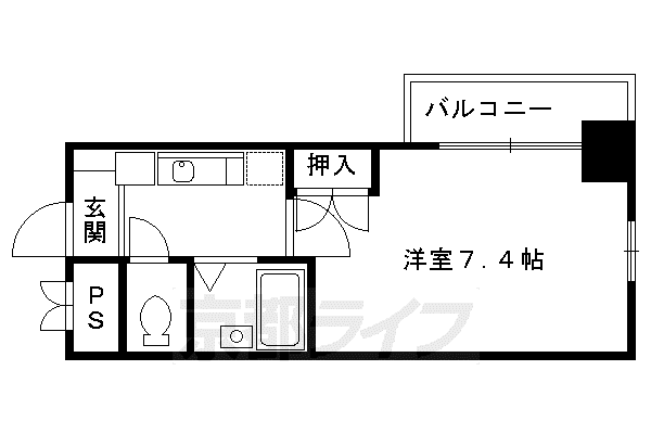 ジュネス三京(1K/5階)の間取り写真