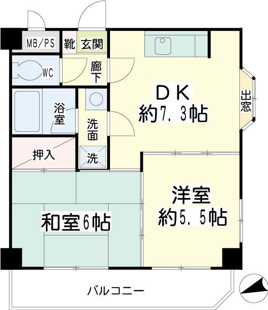 リヴェール大森北(2DK/5階)の間取り写真