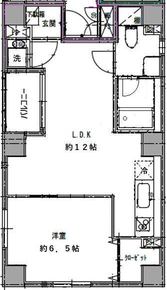 亀戸2丁目計画(1LDK/4階)の間取り写真