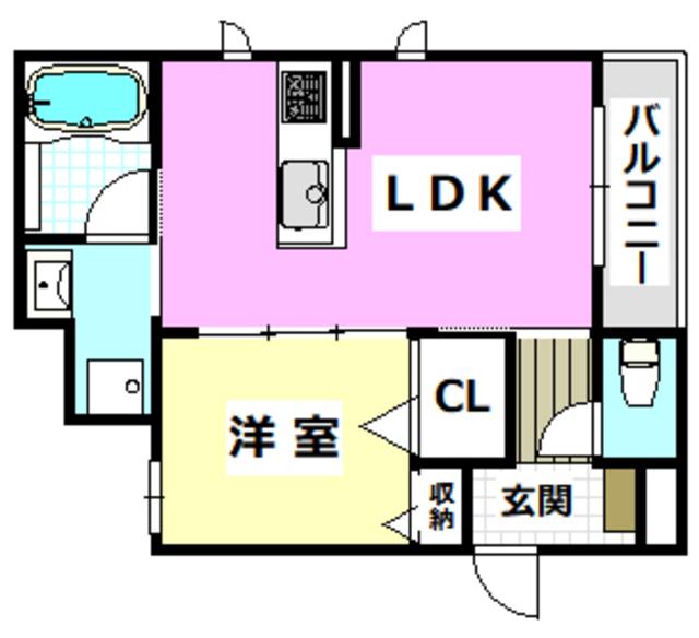 シャーメゾン中総持寺町(1LDK/2階)の間取り写真