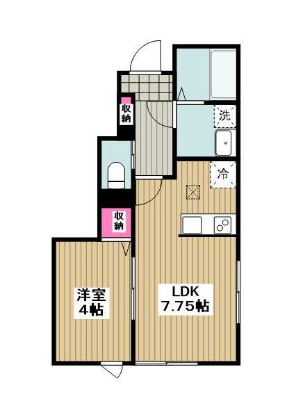 リーブルファイン相模原共和II(1LDK/1階)の間取り写真