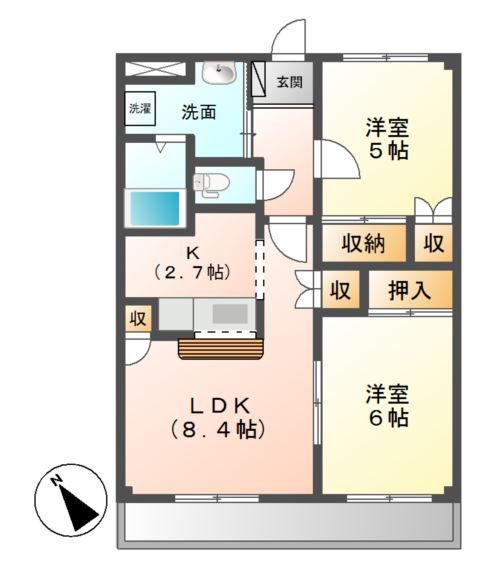 メゾンファン(2LDK/2階)の間取り写真