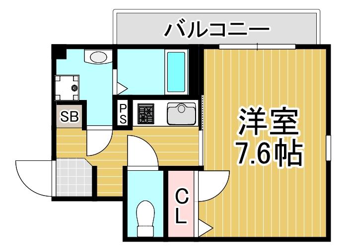 ヴィルウィング(1K/2階)の間取り写真