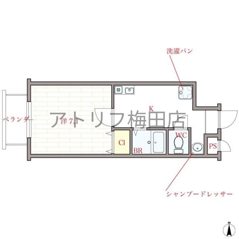 オリエンタル西天満(1K/6階)の間取り写真