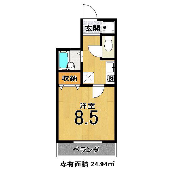 シャトールミエール(1K/4階)の間取り写真