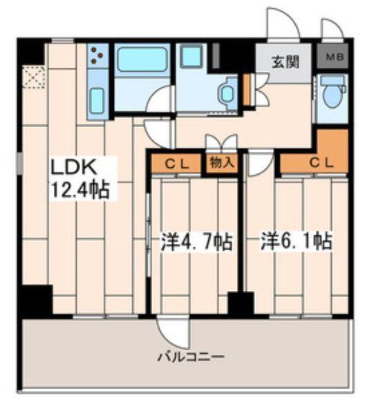 RALLY S(2LDK/12階)の間取り写真