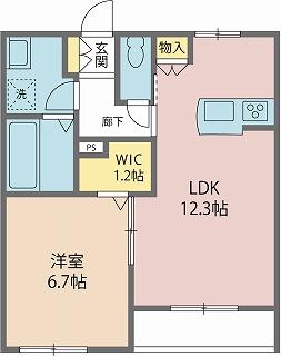 MONTE K(1LDK/2階)の間取り写真