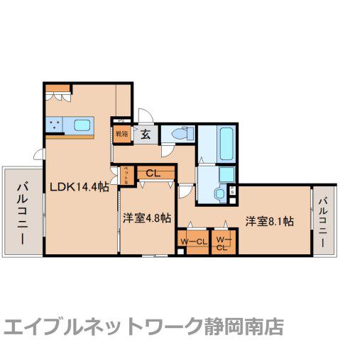 EMINENCEウエスト(2LDK/3階)の間取り写真