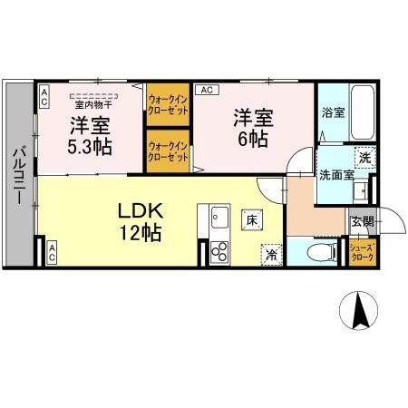 シャイニングDAYS(2LDK/1階)の間取り写真